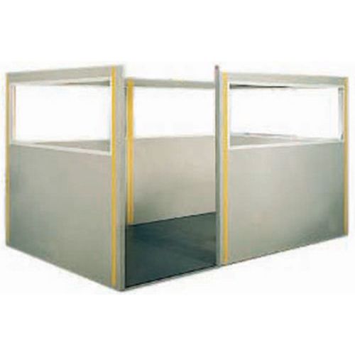 Panneau de Cloisonnette Plein Double Paroi Acier Gris 1.25m x 1.70m RAL 7035 Montants Jaunes