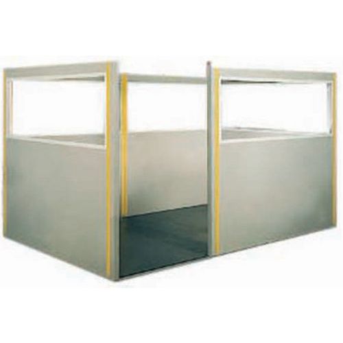 Panneau semi-vitré cloisonnette double paroi acier 1m x 1.70m Gris RAL 7035 Montants Jaunes