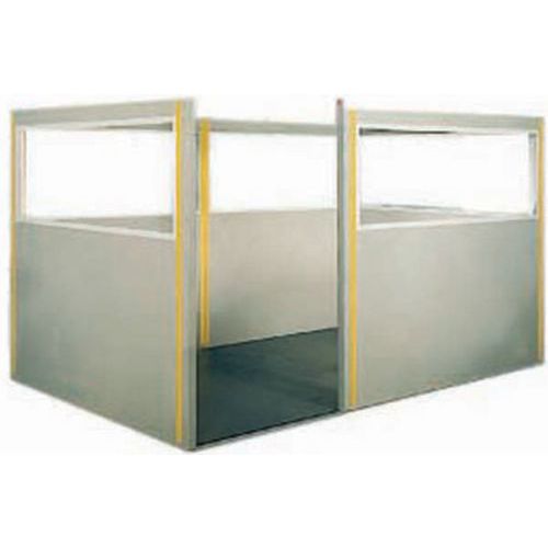 Panneau semi-vitré Cloisonnette - Double paroi Acier Gris 1.25m x 1.70m - Épaisseur 50mm - RAL 7035