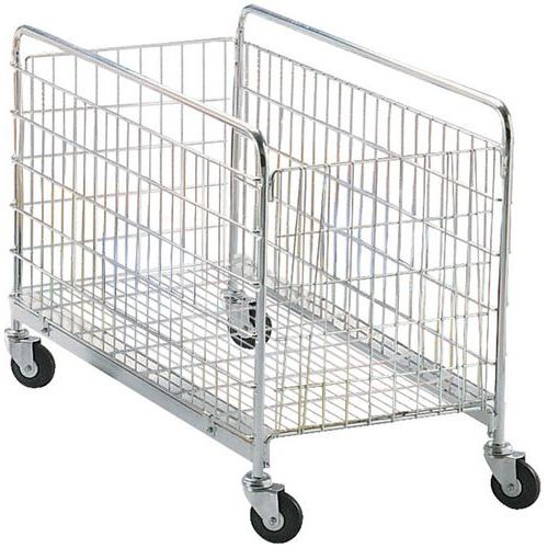 Chariot pliant grillagé - Capacité 50kg - L 800mm - Roulettes caoutchouc Ø80mm - Acier