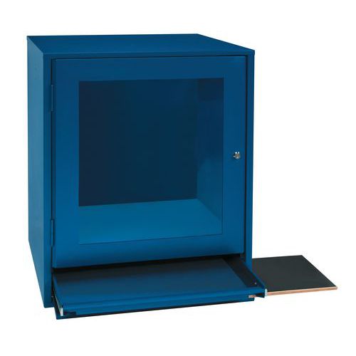 Ateliers System - Demi Armoire Informatique Bleue - Acier - 825x642x545mm - Pour Écrans Jusqu'à 21" - Charge 35kg