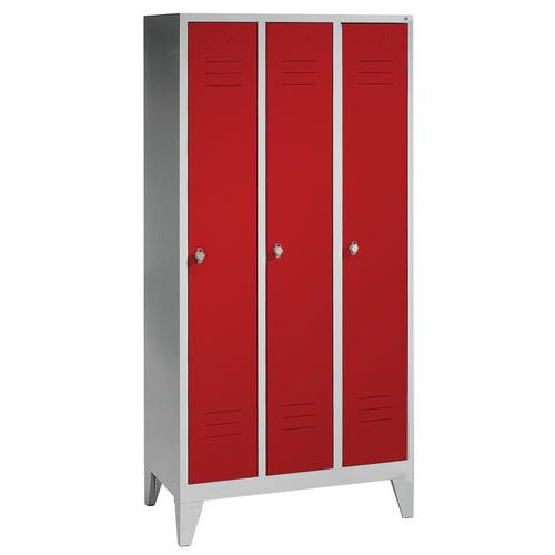 Vestiaire Sur Pieds 3 Compartiments Rouge