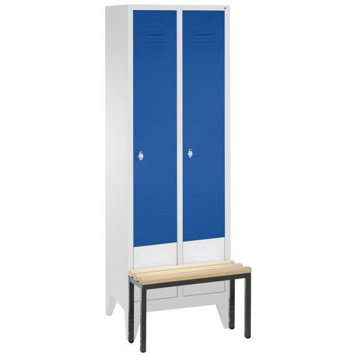 Vestiaire Avec Banc 2 Compartiments Bleu Gentiane