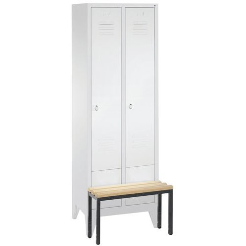 Vestiaire Avec Banc 2 Compartiments Gris Clair
