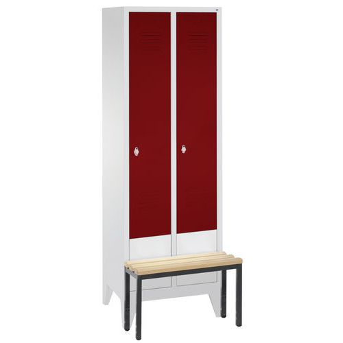 Vestiaire Avec Banc 2 Compartiments Rouge