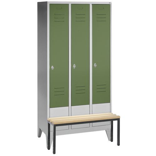 Vestiaire Avec Banc 3 Compartiments Vert Réséda