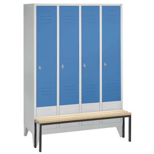 Vestiaire Avec Banc 4 Compartiments Bleu Clair