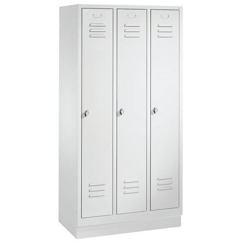 Vestiaire Sur Socle 3 Compartiments Gris Clair