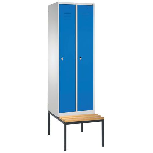 Vestiaire Sur Banc 2 Compartiments Bleu Clair
