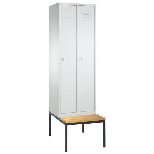 Vestiaire Sur Banc 2 Compartiments Gris Clair