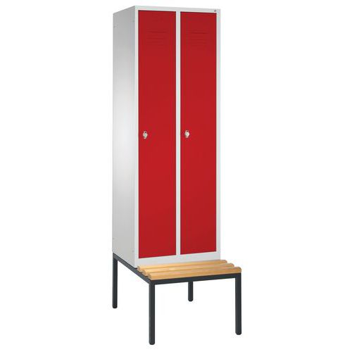 Vestiaire Sur Banc 2 Compartiments Rouge