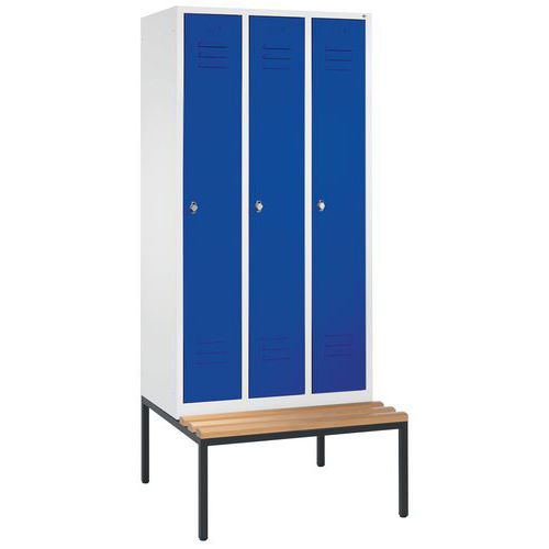 Vestiaire Sur Banc 3 Compartiments Bleu Gentiane