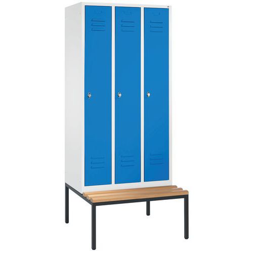Vestiaire Sur Banc 3 Compartiments Bleu Clair