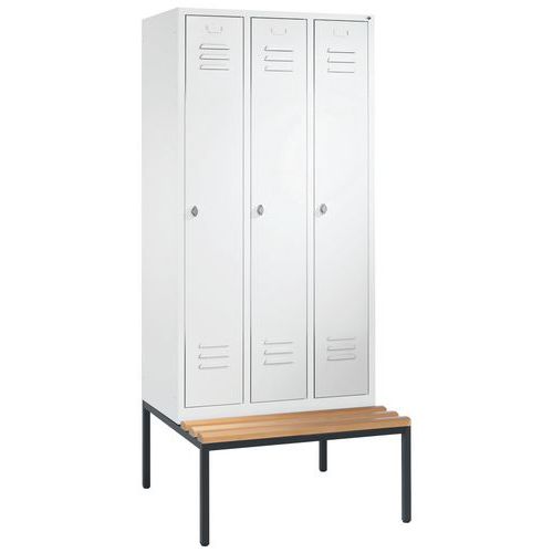 Vestiaire Sur Banc 3 Compartiments Gris Clair