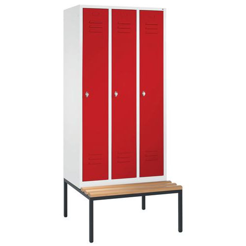 Vestiaire Sur Banc 3 Compartiments Rouge