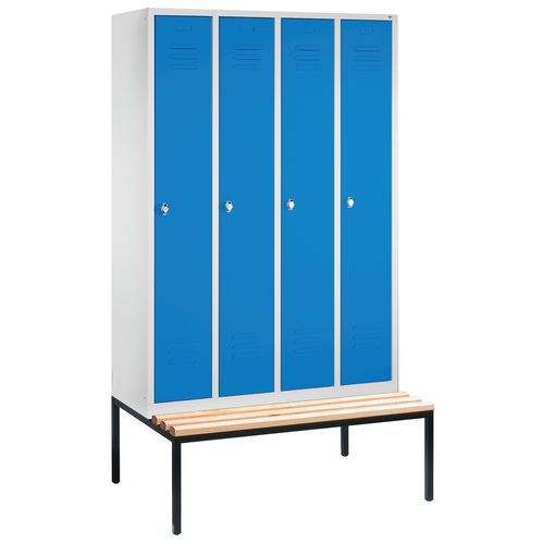 Vestiaire Sur Banc 4 Compartiments Bleu Clair
