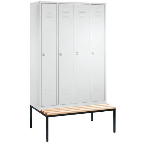 Vestiaire Sur Banc 4 Compartiments Gris Clair