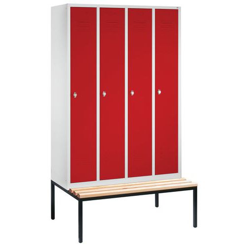Vestiaire Sur Banc 4 Compartiments Rouge