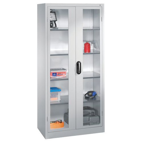 Armoire Portes Battantes 4 Tablettes H1950xl930xp500mm Gris