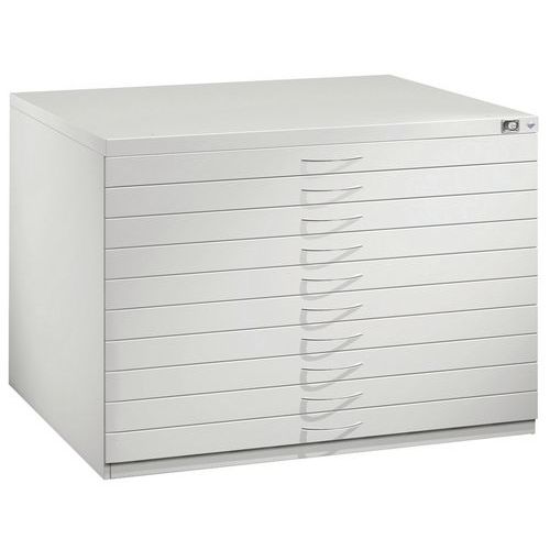 Armoire Pour Classement à Plat 10 Tiroirs Gris P765mm