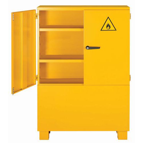 Sameto Technifil - Armoire de stockage rétention 2 niveaux avec extincteur - 100 L - Acier Jaune - Pour produits inflammables