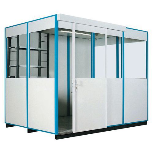 Cabine d'atelier mélaminée blanche coulissante - 3.04m x 2.04m x 2.45m - Paroi robuste et design - Garantie 3 ans