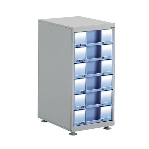 Module Simple Gris Clair/ 6 Tiroirs Hteur 9 Cm Bleu Iris
