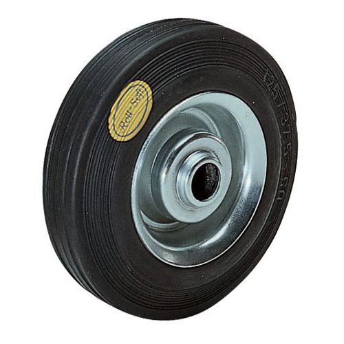 Roue Acier D=280mm F=650kg Long Moy=75mm B Dge Caoutchouc