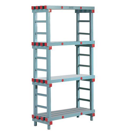 Rea Kunststof - Kit de rayonnage alimentaire Poly-Store - 1520x1000x600 mm - 4 tablettes - Charge 200kg/tablette - Montage sans outils - Idéal froid