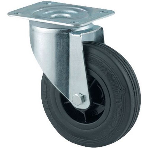 Roulette Pivotante Caoutchouc Force:135 Kg H Ht:200 Mm