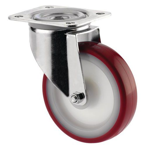 Roue Pivotante Polyuréthane Force:150 Kg H Ht:128 Mm