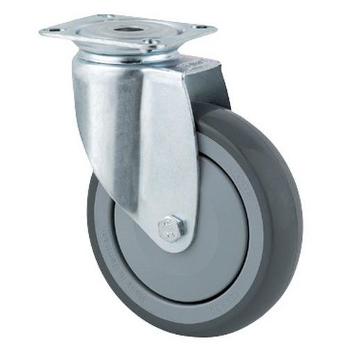 Roulette Pivotante Avec Plaque Force:100 Kg H Ht:135 Mm