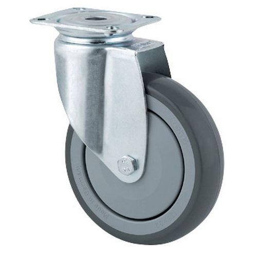 Roulette Pivotante Avec Plaque Force:100 Kg H Ht:185 Mm