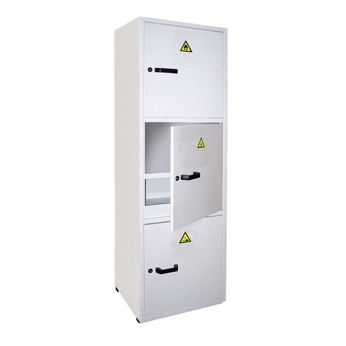 Trionyx - Armoire de stockage multirisque 3 compartiments 90 L - Acier Blanc - 3 Portes à Clé - Livrée Montée