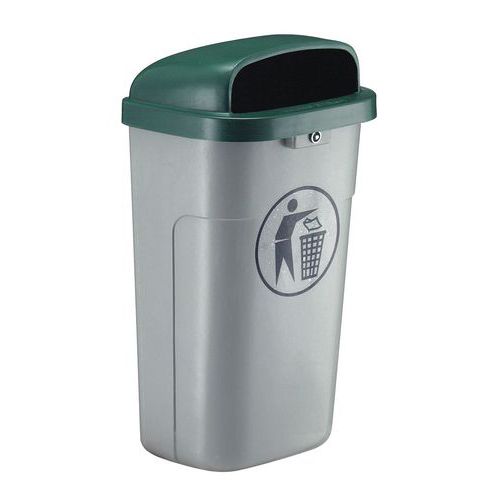 Poubelle Plastique D'extérieur Ininflammable 50l Gris/vert