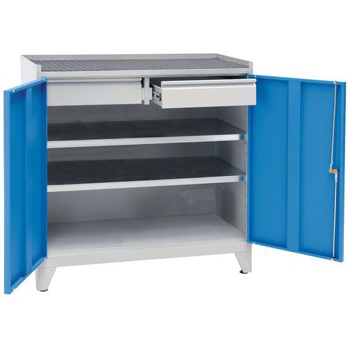 Armoire +rebords H102xp50xl101 2tabl+2tir Sur Pieds Gris