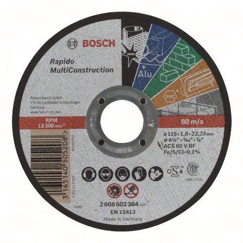 Bosch 25 Disques à Tronçonner Rapido Multi Construction