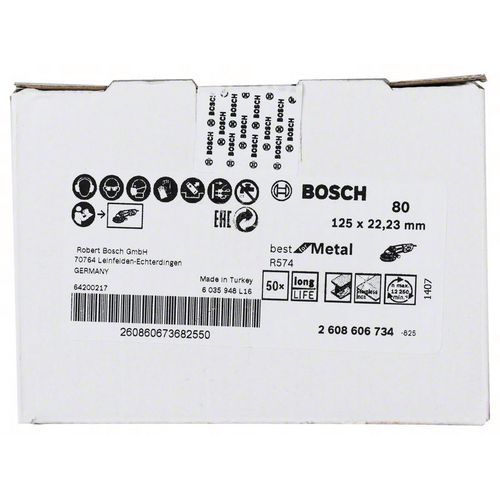 Disques Abrasifs Bosch 125mm Grain 60 - Lot De 25 - Pour Métal, Acier, Fonte - Ø125mm