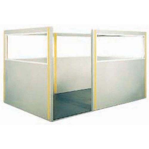 Cloisonnette Pleine Double Paroi Acier - Gris 1m x 1.70m - Épaisseur 50mm - Montants Jaunes - Garantie 3 Ans