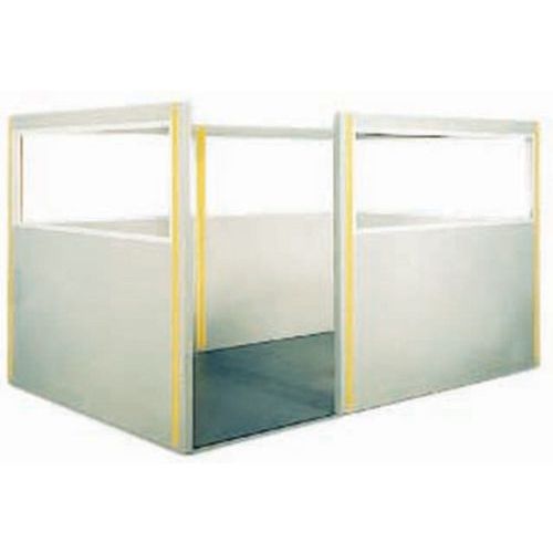Cloisonnette Vitrée Double Paroi - Gris 0.5m Largeur - Acier - Hauteur 1.70m - Montant Jaune - 3 Ans Garantie