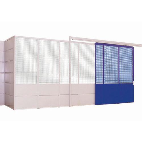 Cloison grillagée H 3m L 1m Blanc Montant Bleu - Tôle d'acier 3mm - Montage facile - Idéal pour séparer vos espaces