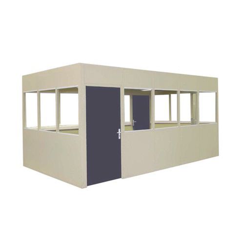 Cloison Vitrée Double Paroi - 1m x 2.50m Gris RAL 7035 - Panneau Vitré 8mm - Montage Facile
