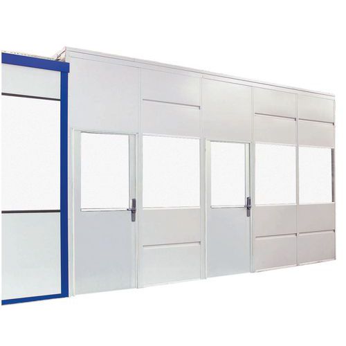 Cloison vitrée 2.51m x 0.5m Blanc/Bleu - Simple paroi tôle d'acier - Montage facile - 3 ans garantie