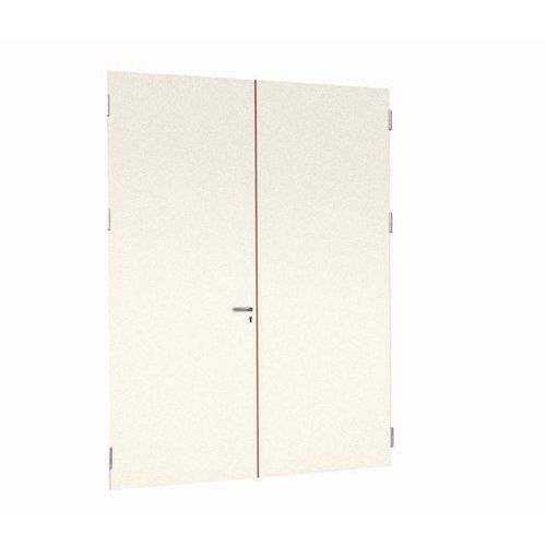 Bloc-porte double battant mélaminé blanc - 2.5m x 2m - Plein - Montants blancs - 3 ans garantie