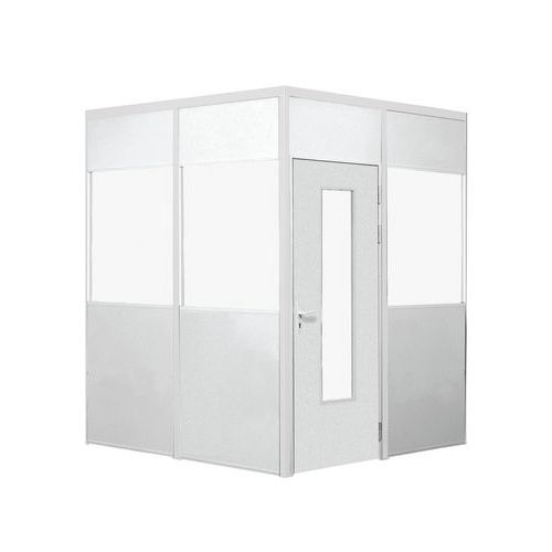 Bloc-porte simple battant semi-vitré 2.51m x 1m Blanc - Montants Blanc - Bois laqué - 3 ans garantie