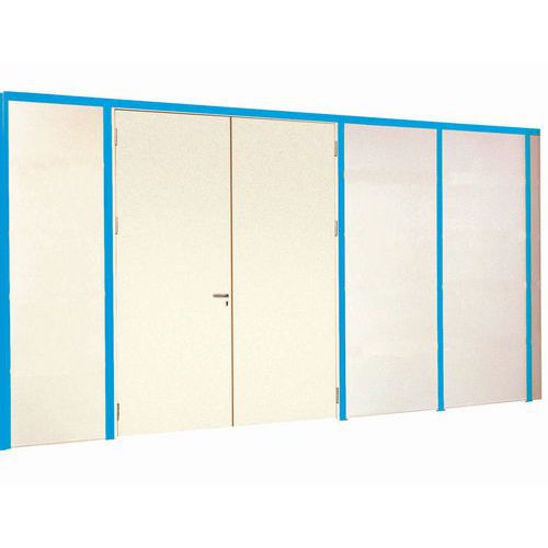 Débattement 2m 1/2 vitrée Ht 2.5m Larg 2m Coloris Bleu - Paroi Mélaminé - Pour Cloisons 1/2 Vitrées