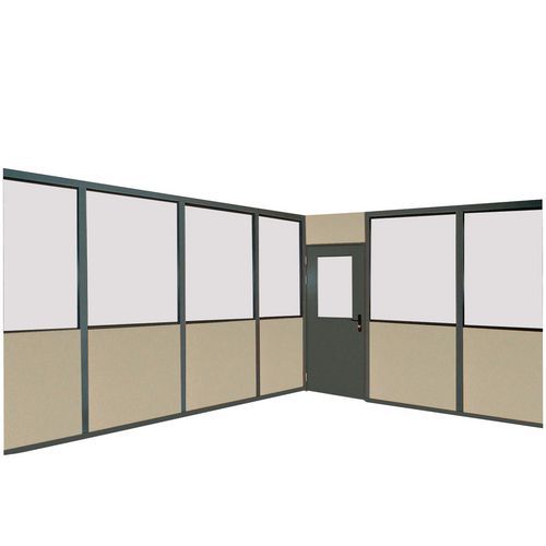 Cloison Vitrée Double Paroi Mélaminé Gris - 3m Hauteur x 1m Largeur - Semi-vitrée 8mm - Durable et Moderne
