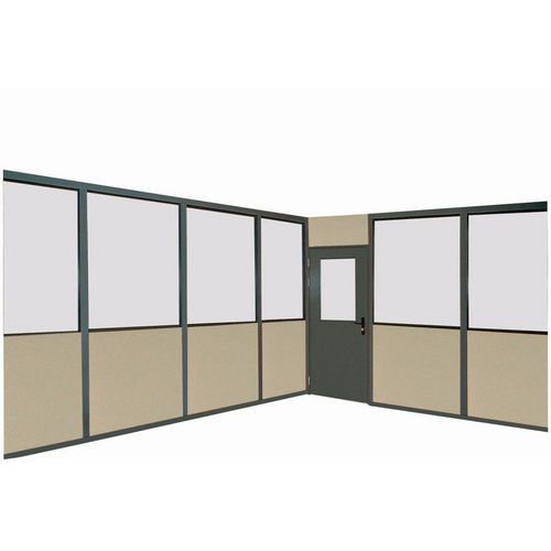 Cloison Vitrée Double Paroi Mélaminée Gris - 3m Hauteur x 1.2m Largeur - Semi-vitrée 8mm - Garantie 3 Ans