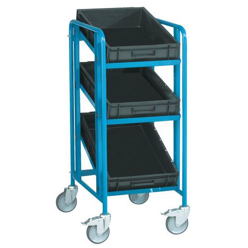 Chariot F 200 Kgs 410x610mm 3 Plateaux Tole S + 3 Bacs