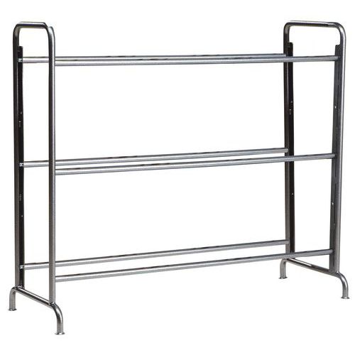 Chariot acier fixe pour bacs - 3 plateaux - 200 kg - Noir - 1400x500x1200 mm